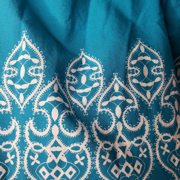 East 5th Woman Blouse Turquoise Short Sleeve Button Front Plus Size 1X Top NWT - Picture 7 of 8